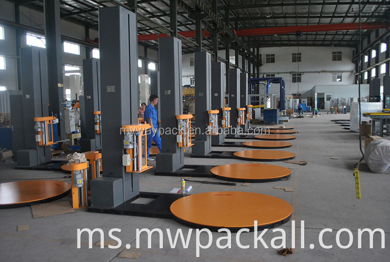 Mesin pembalut peregangan palet automatik dengan PLC dan CE boleh menyesuaikan diameter turntable 2000mm